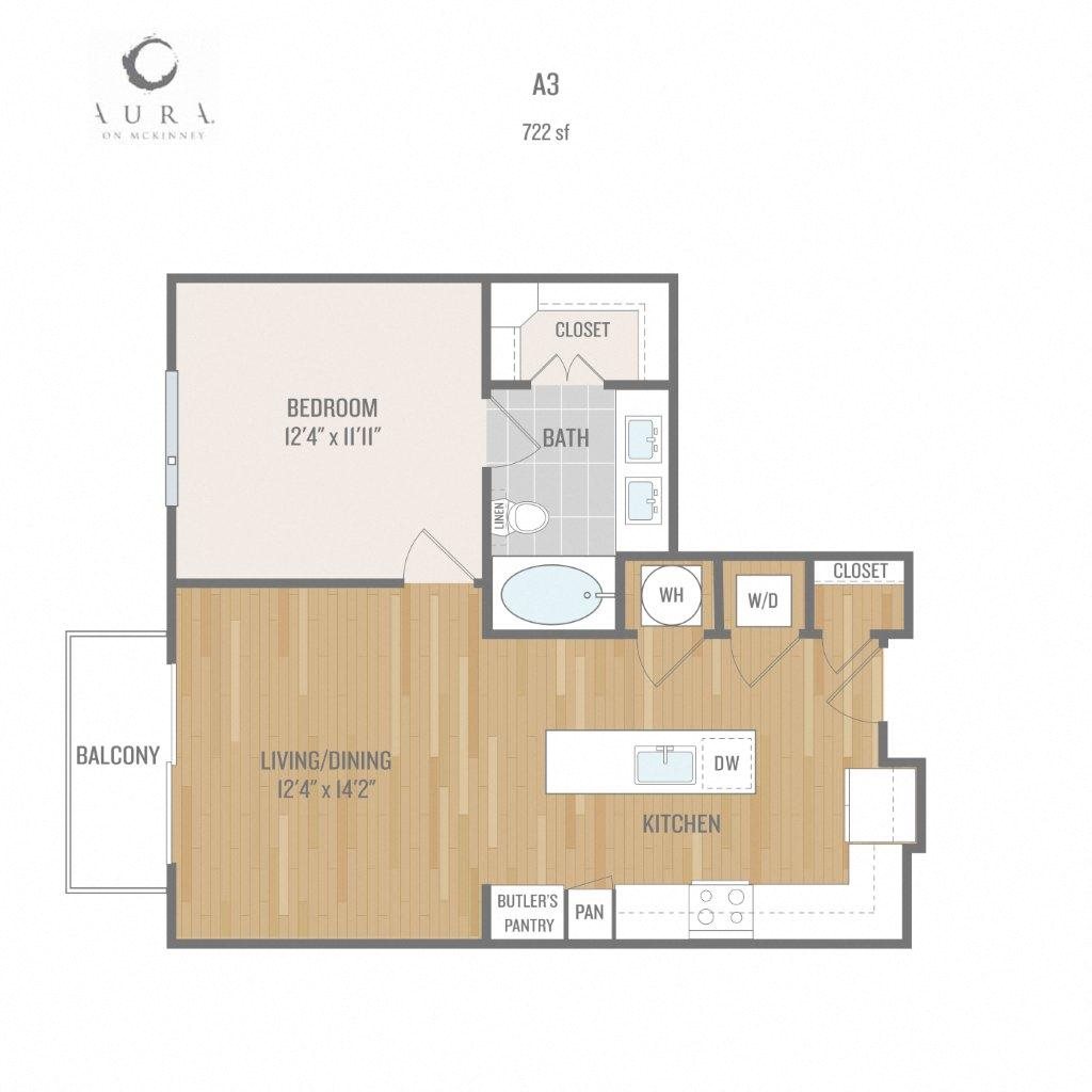 Aura On Mckinney Apartments A3 Floor Plan Aura On Mckinney Apartments A3 Floor Plan